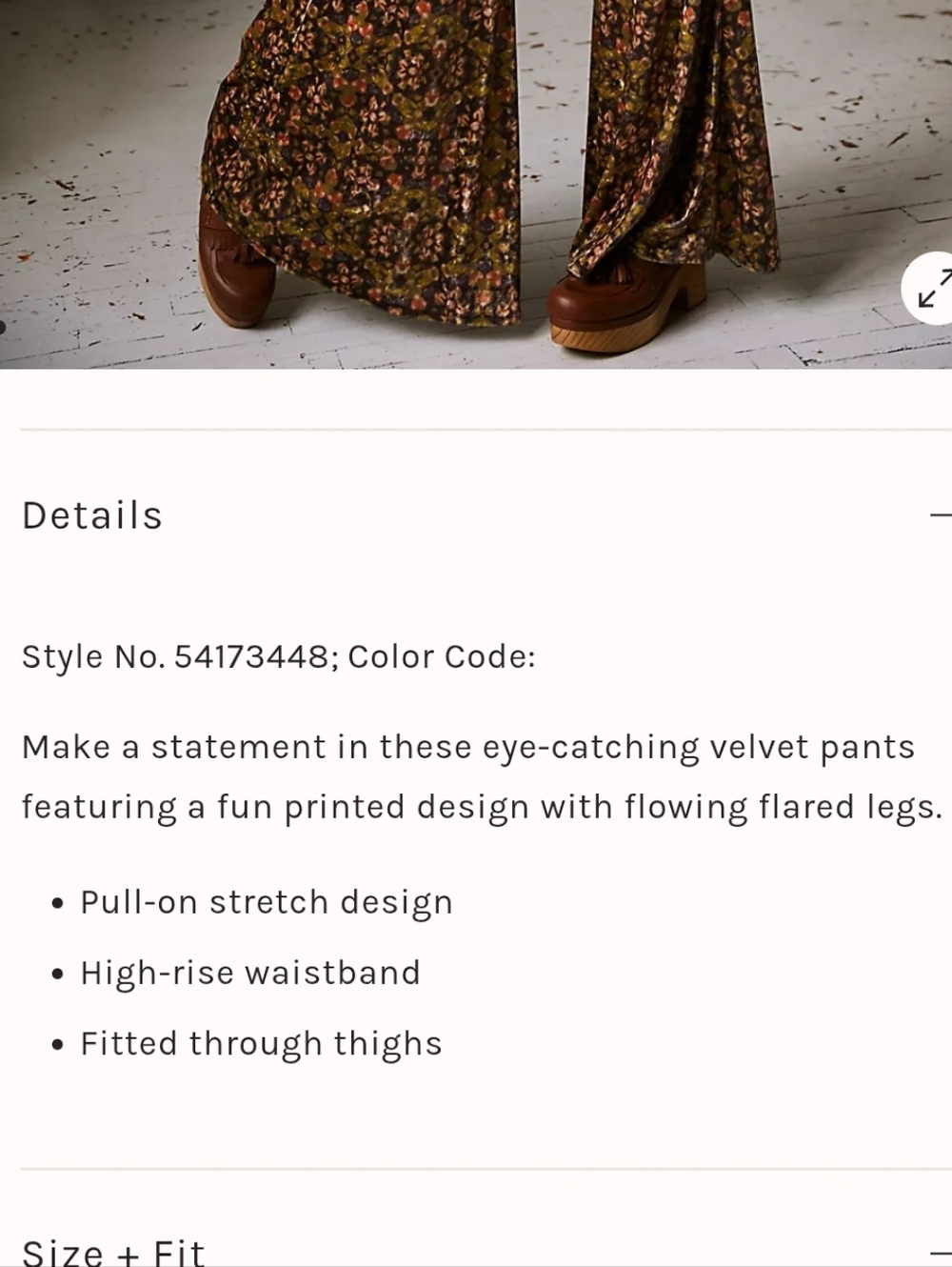 Free People The Valley Printed Flares Velvet Pants Sz XS - Picture 4 of 14